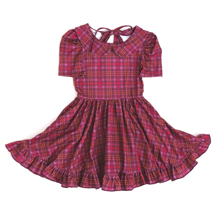 girls cranberry plaid twirl dress
