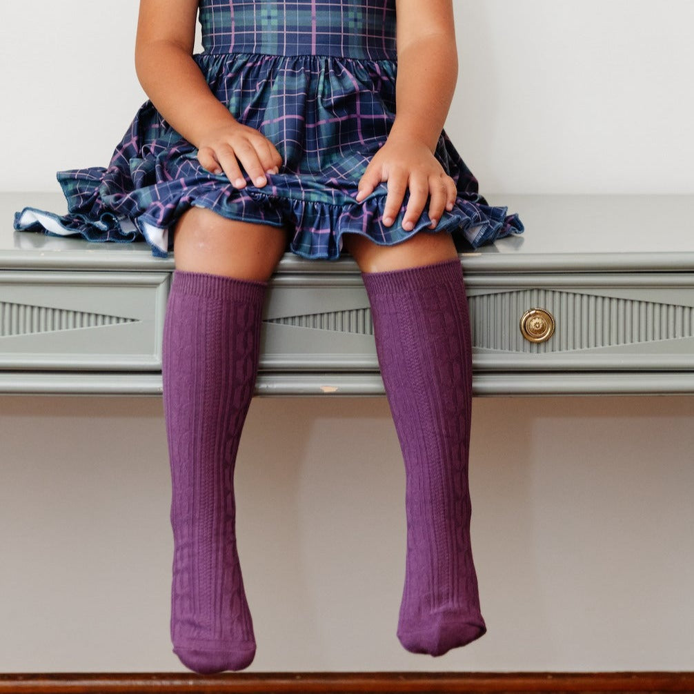 plum knee high socks for girls