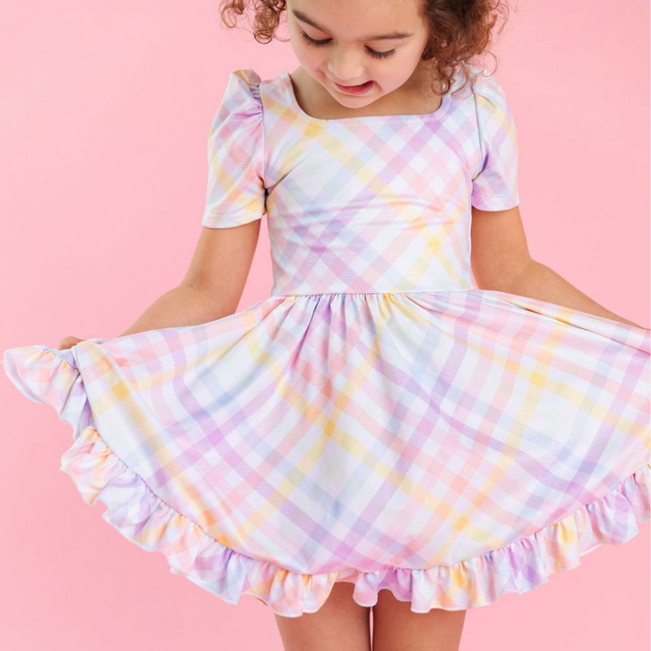 Pastel Gingham Mod Twirl Dress