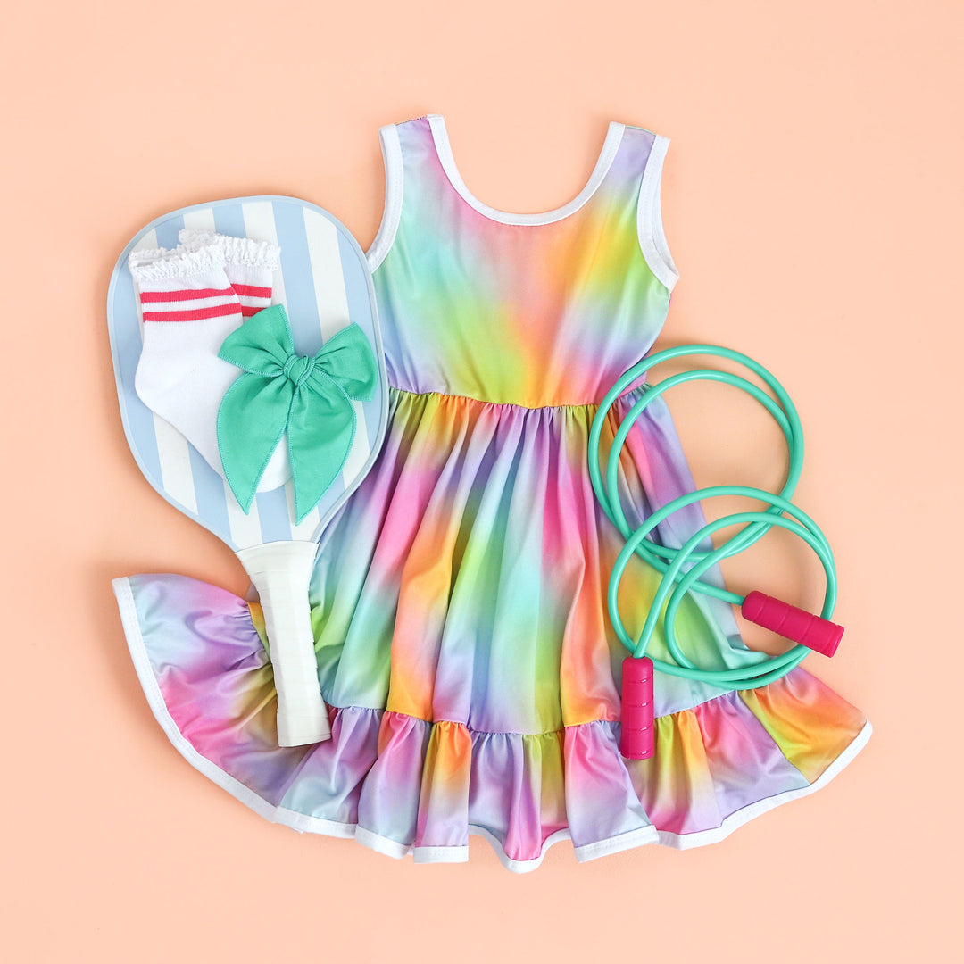 rainbow tie-dye girls summer dress