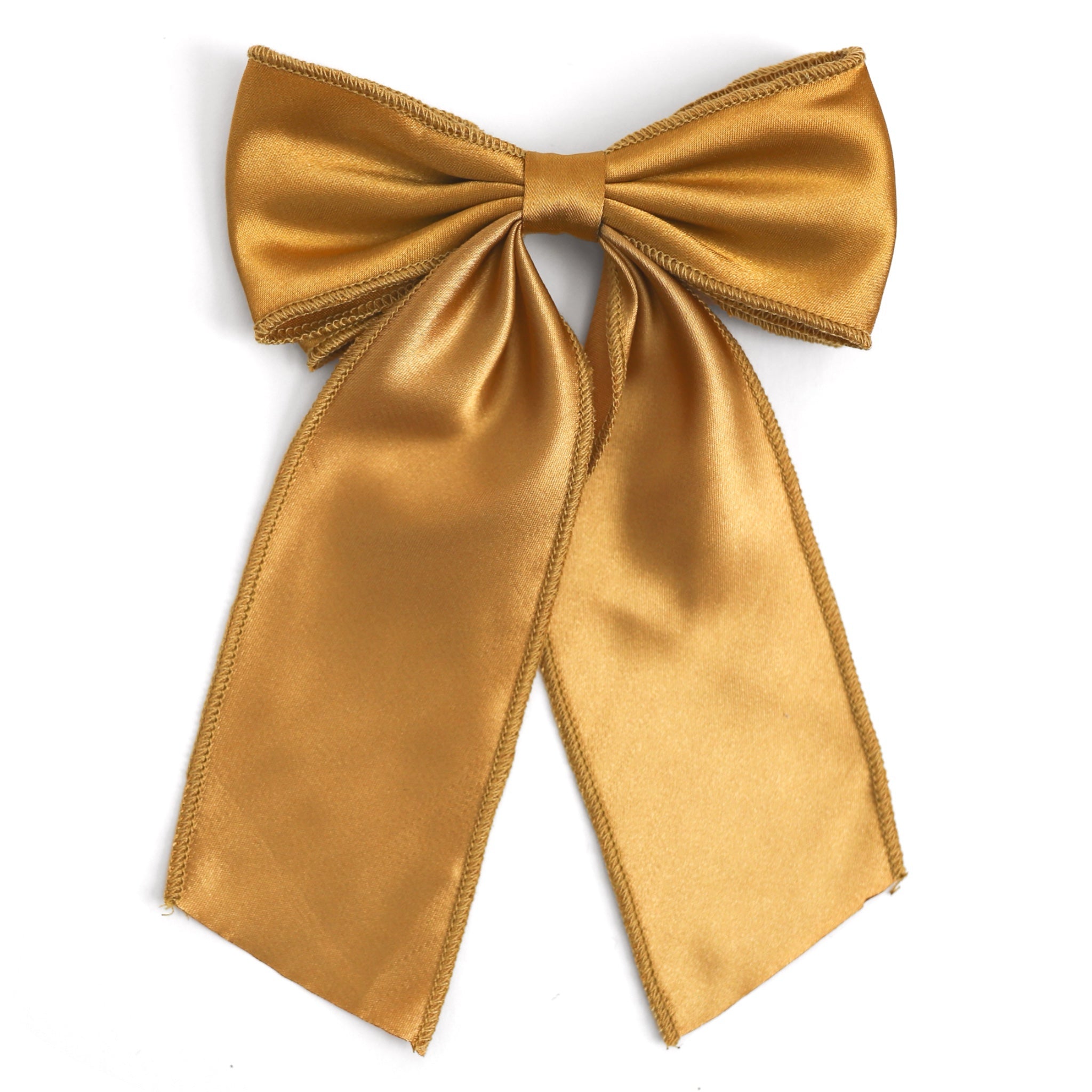 girls holiday golden satin hairbow on clip for Christmas photos