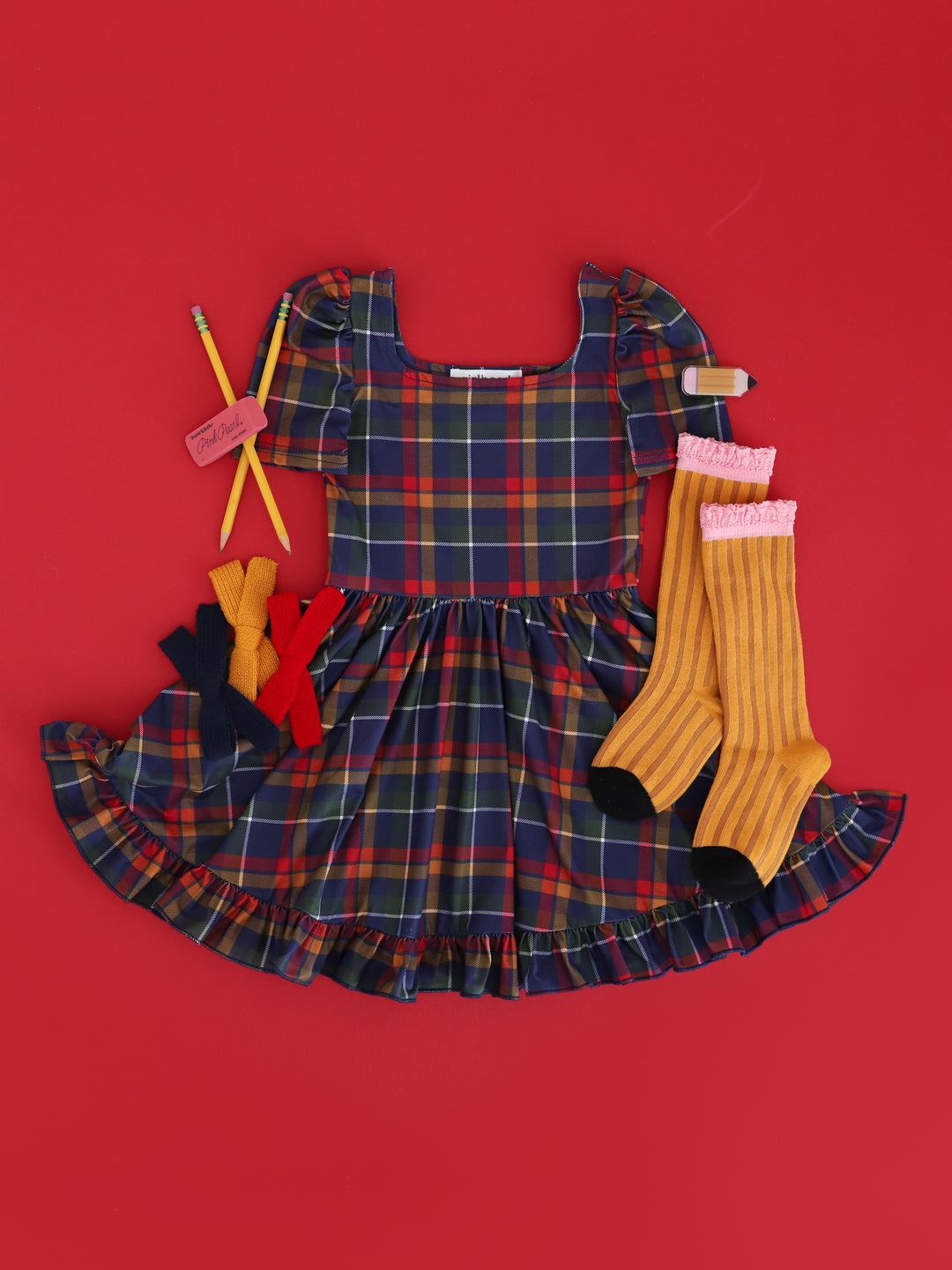 red blue plaid dress Women's Wrapped in Cheer Navy Plaid Mini Dress | Size: L