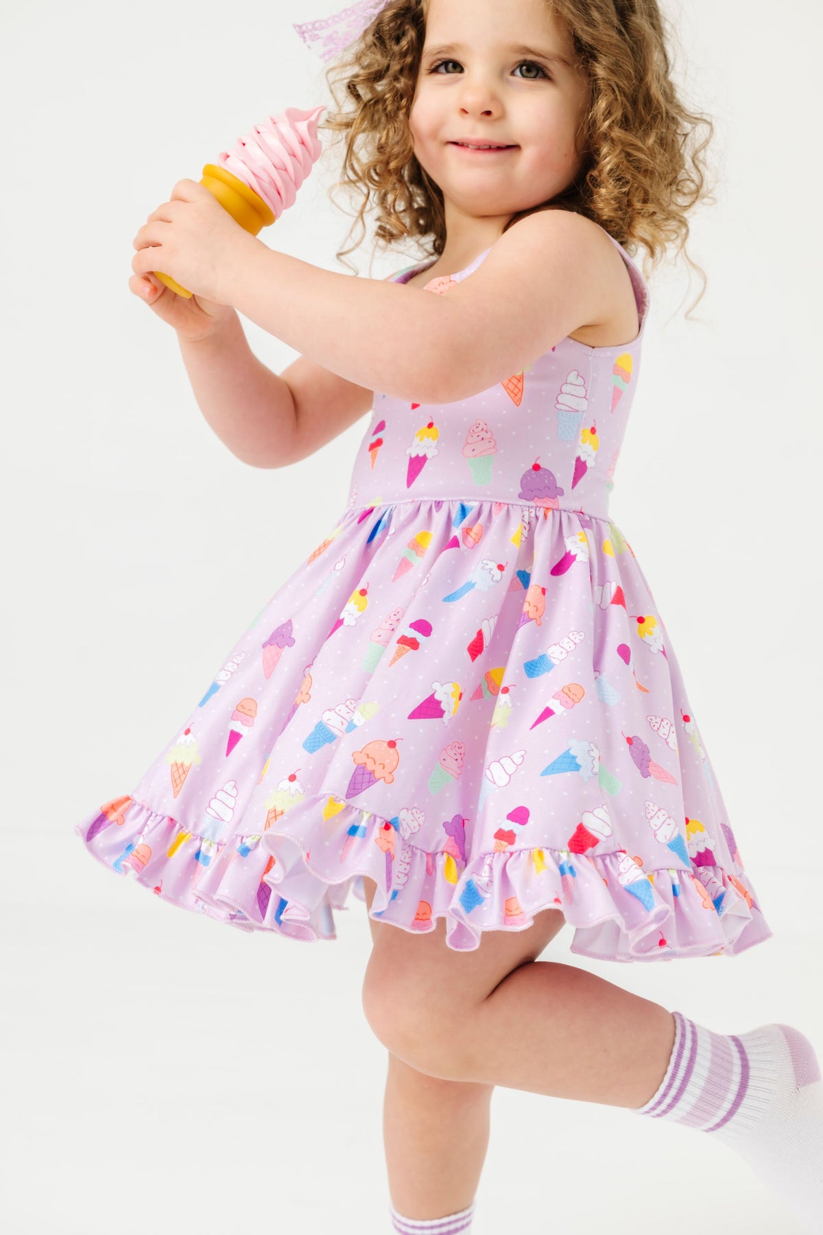 ice cream dress Girls' ice cream print sleeveless twirl dress 8
