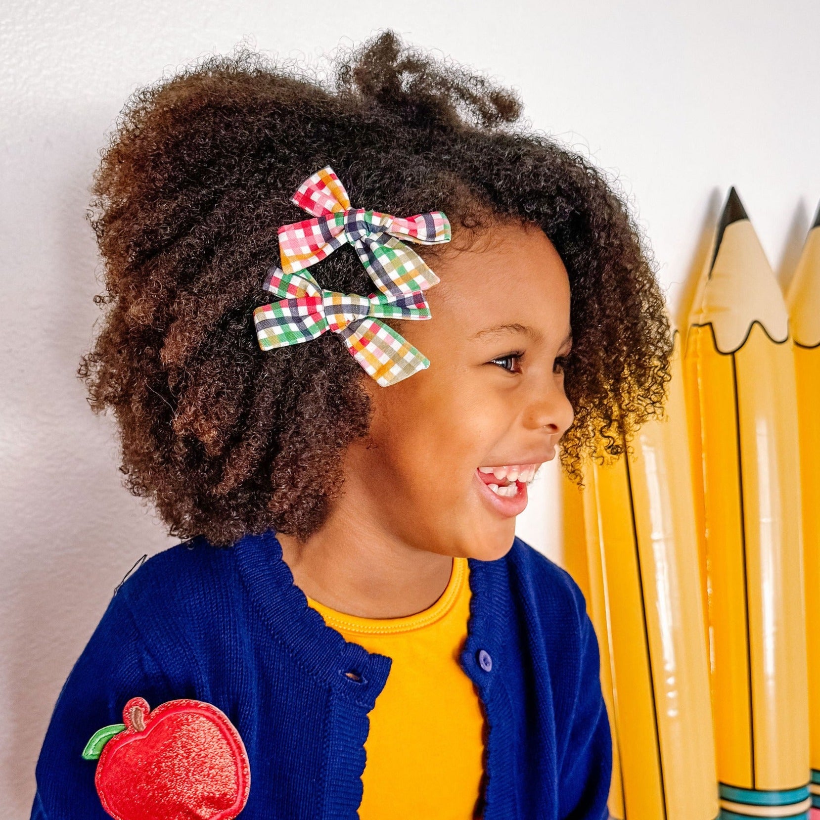 Pigtail Bows - Rainbow Plaid