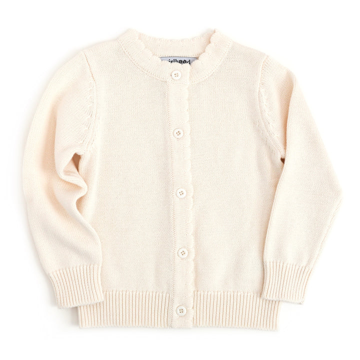 girls' cotton cardigan sweater in ivory