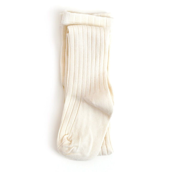 ribbed cotton tights in ivory for babies, toddlers and girls