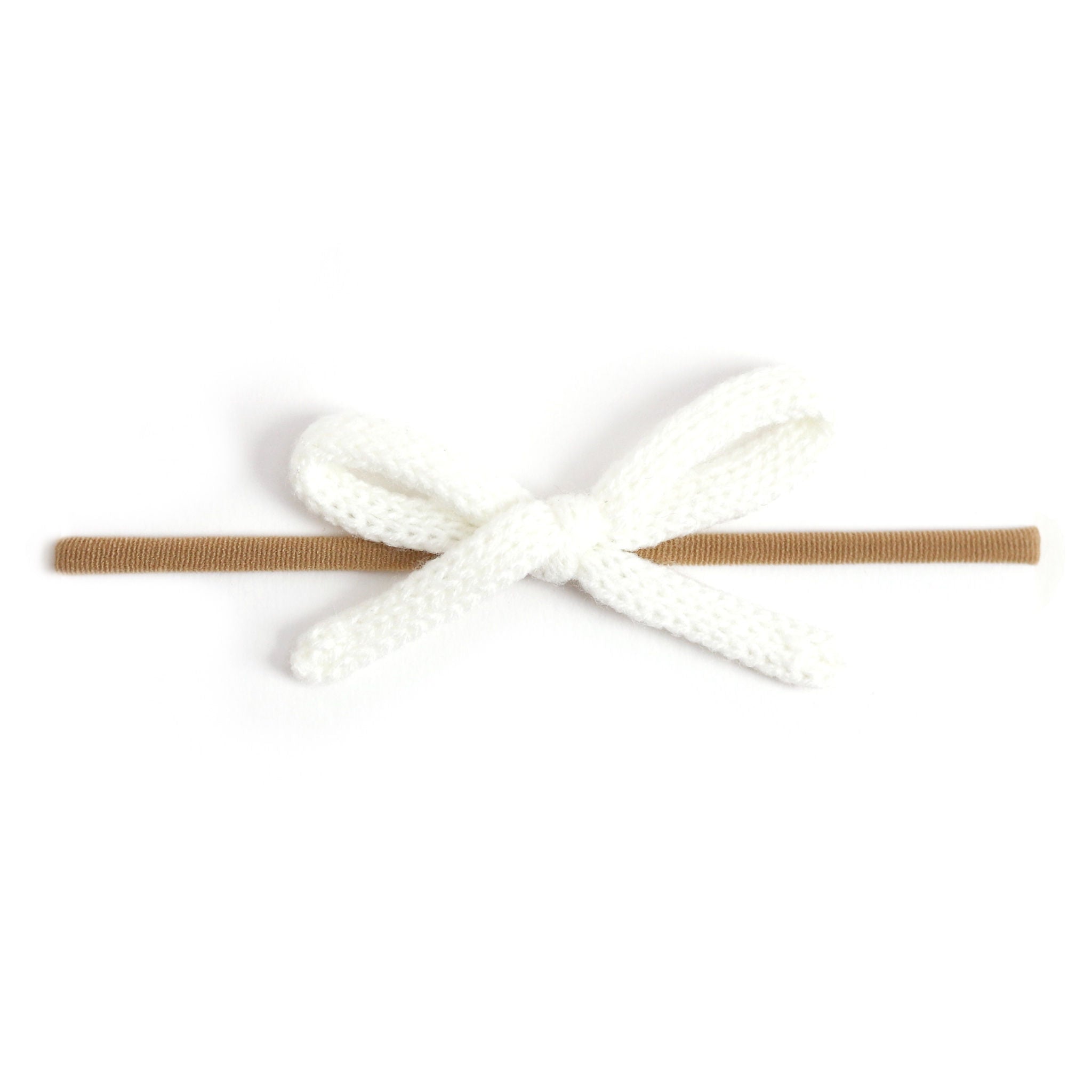 ivory yarn baby bow on nylon headband