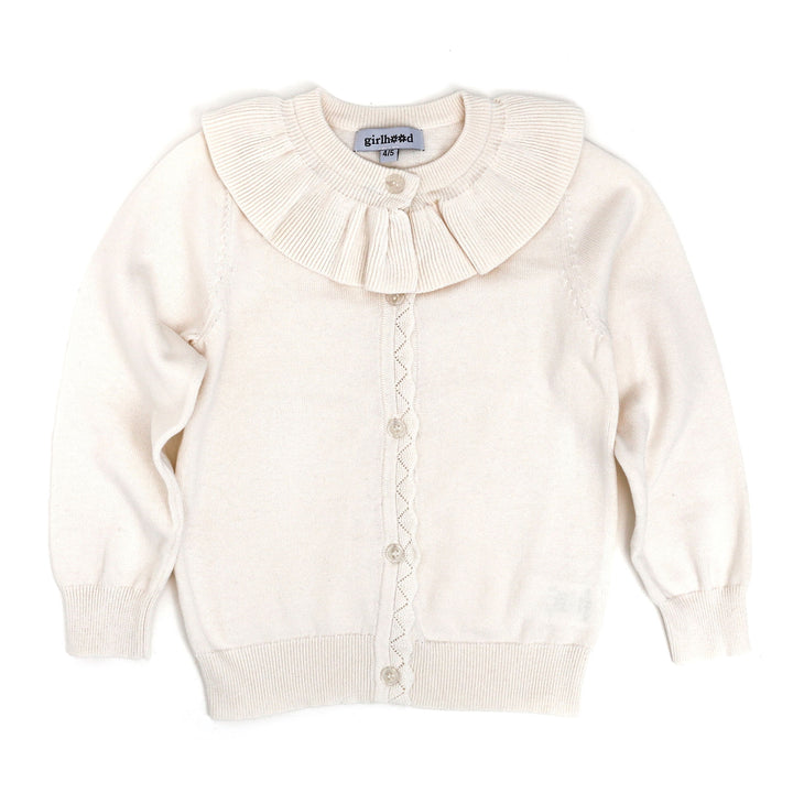 ivory ruffle cardigan for toddlers and girls