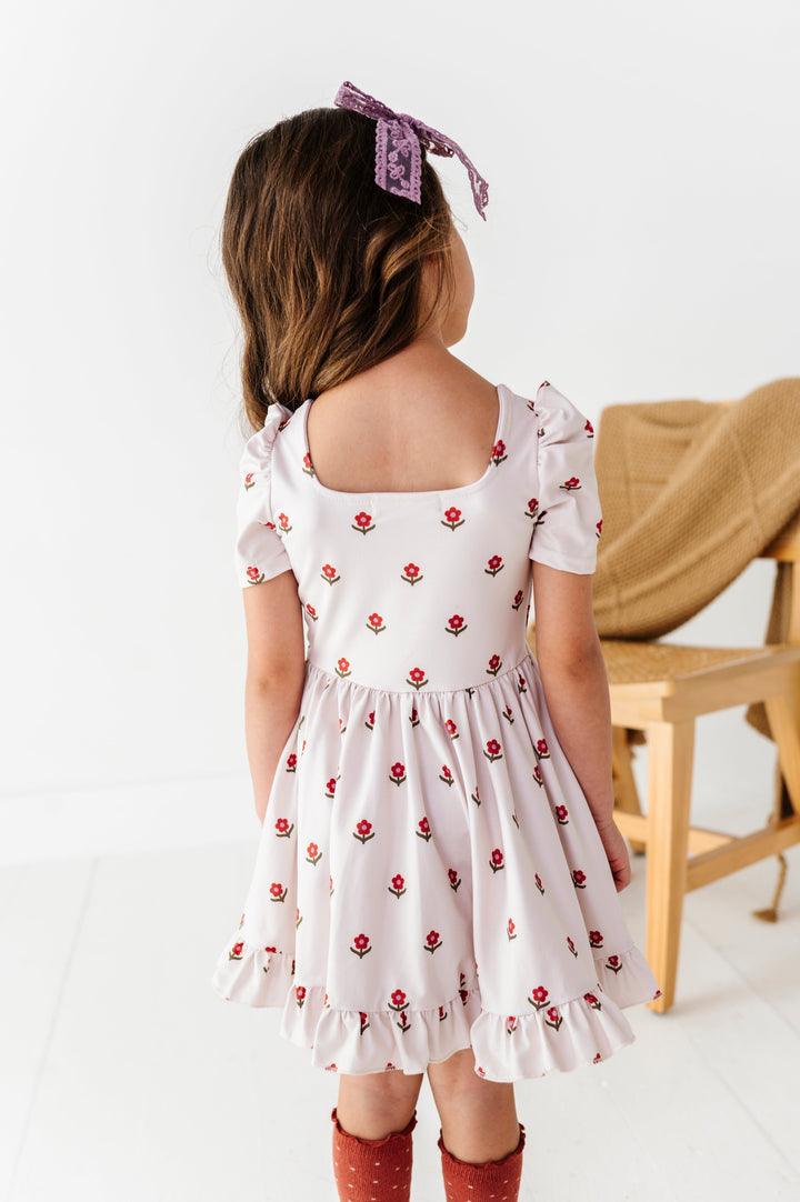 back view of square neck design on little girl&