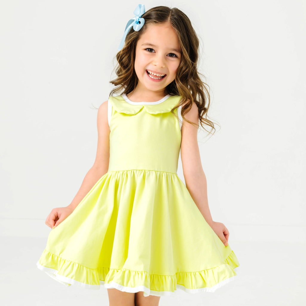 Girls' Lemon-Lime Sleeveless Twirl Dress 5