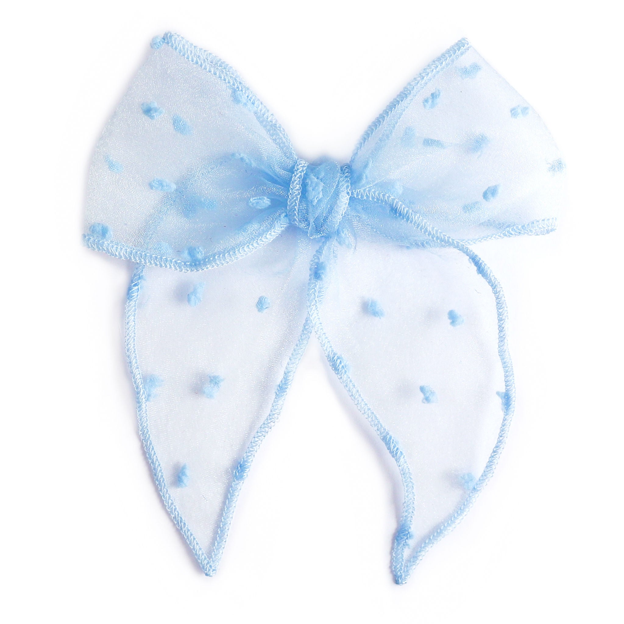 light seaside blue sheer dot hair bow for girls