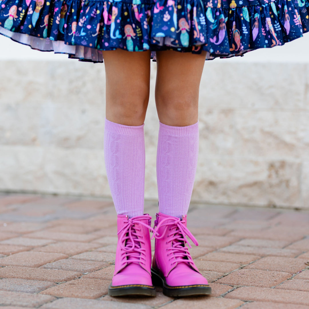 Knee Socks Skirt With Sock Boots Girls' Cable Knit Knee High Socks