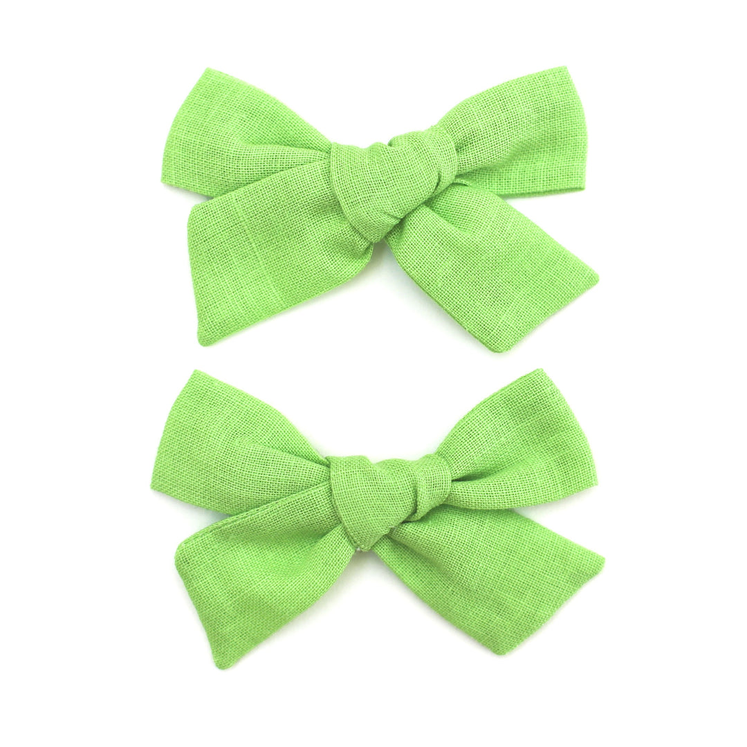 Pigtail Bows - Lime