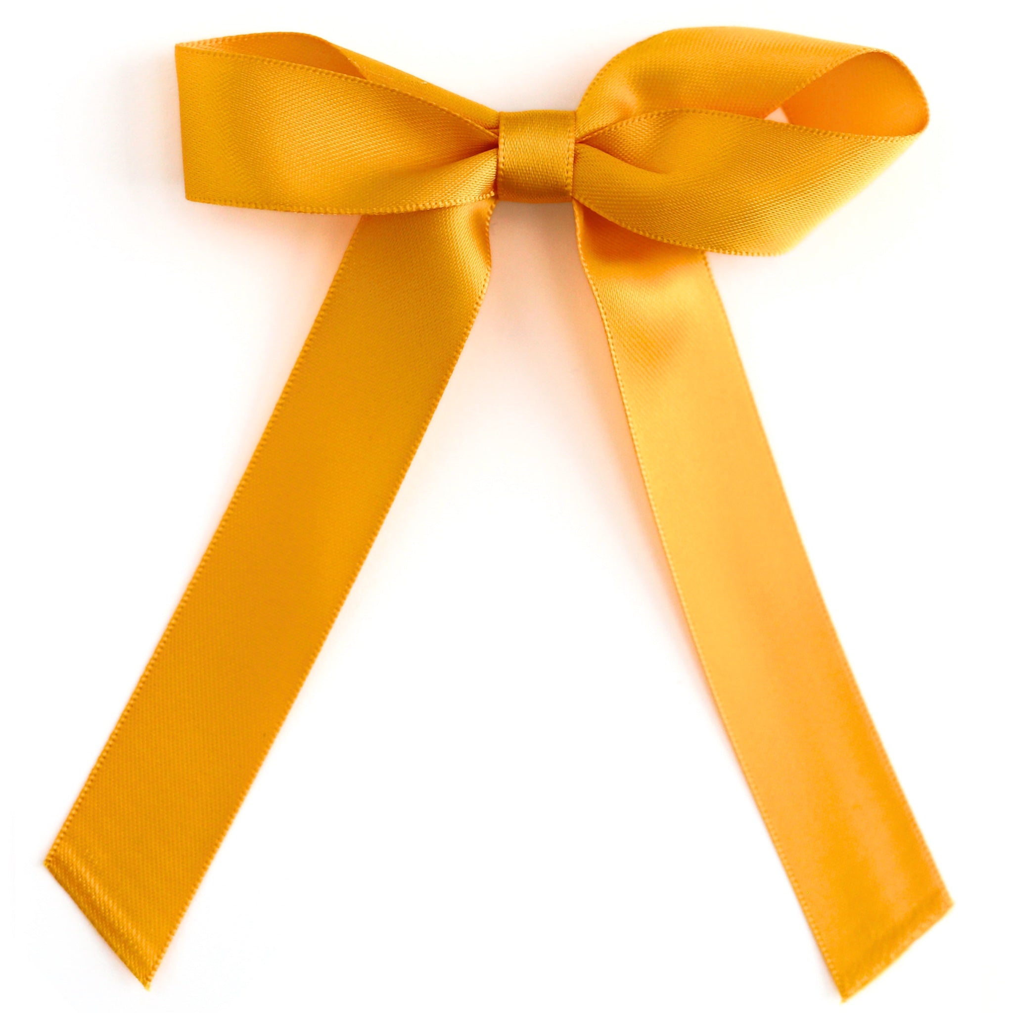 girls' marigold yellow satin ribbon hair bow on clip for school and fall