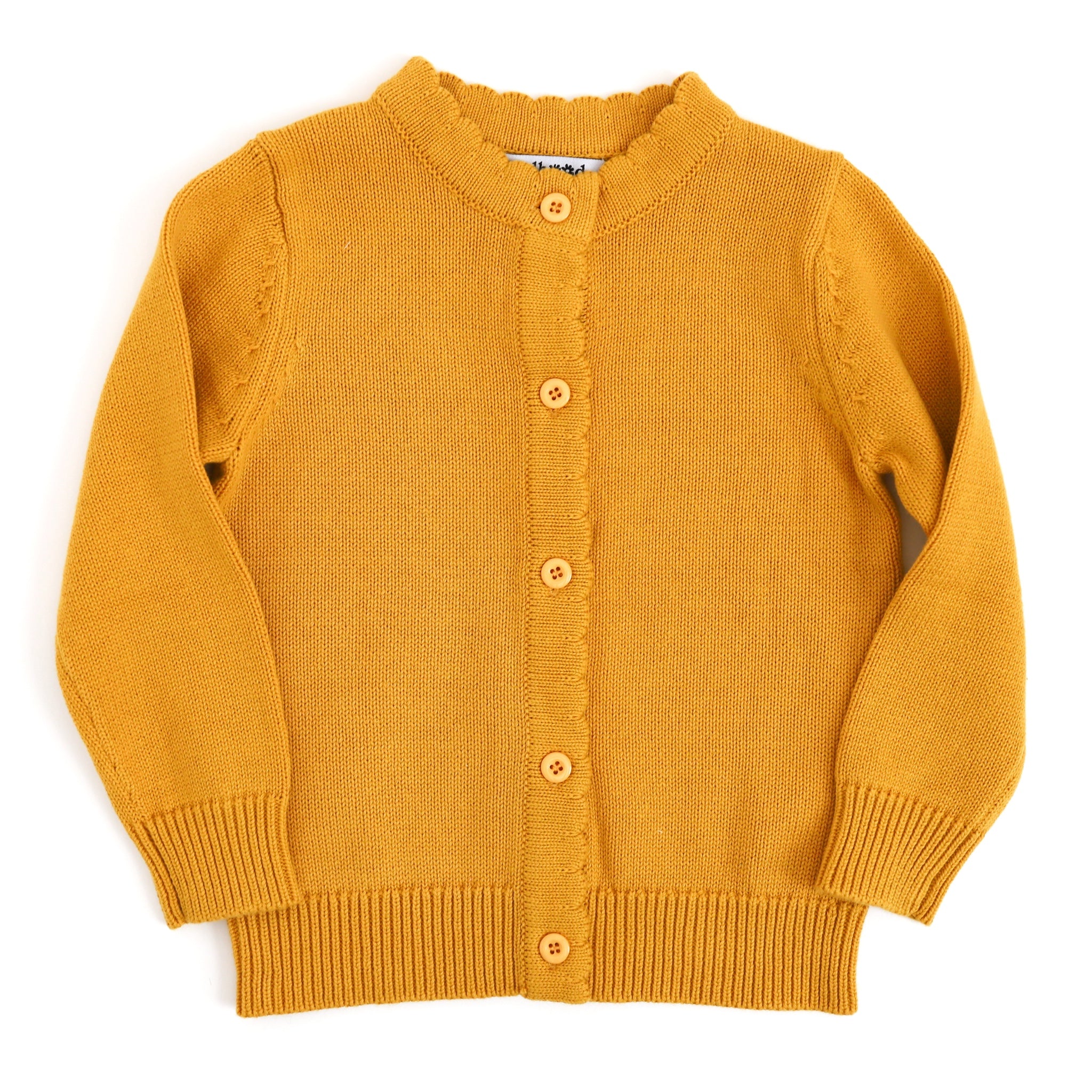 girls' marigold yellow cotton cardigan 