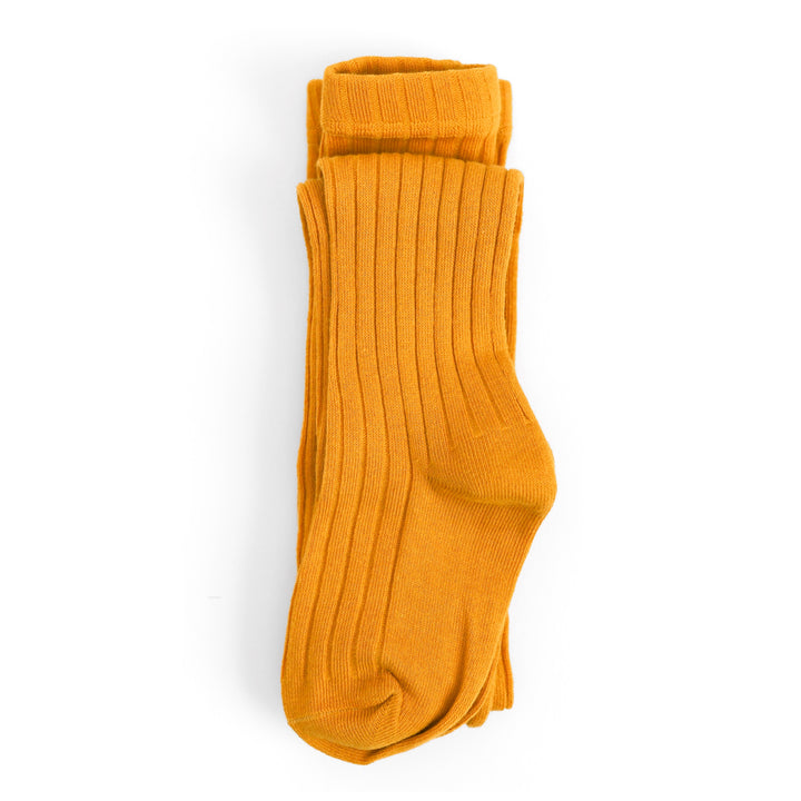 ribbed cotton tights in marigold yellow for babies, toddlers and girls