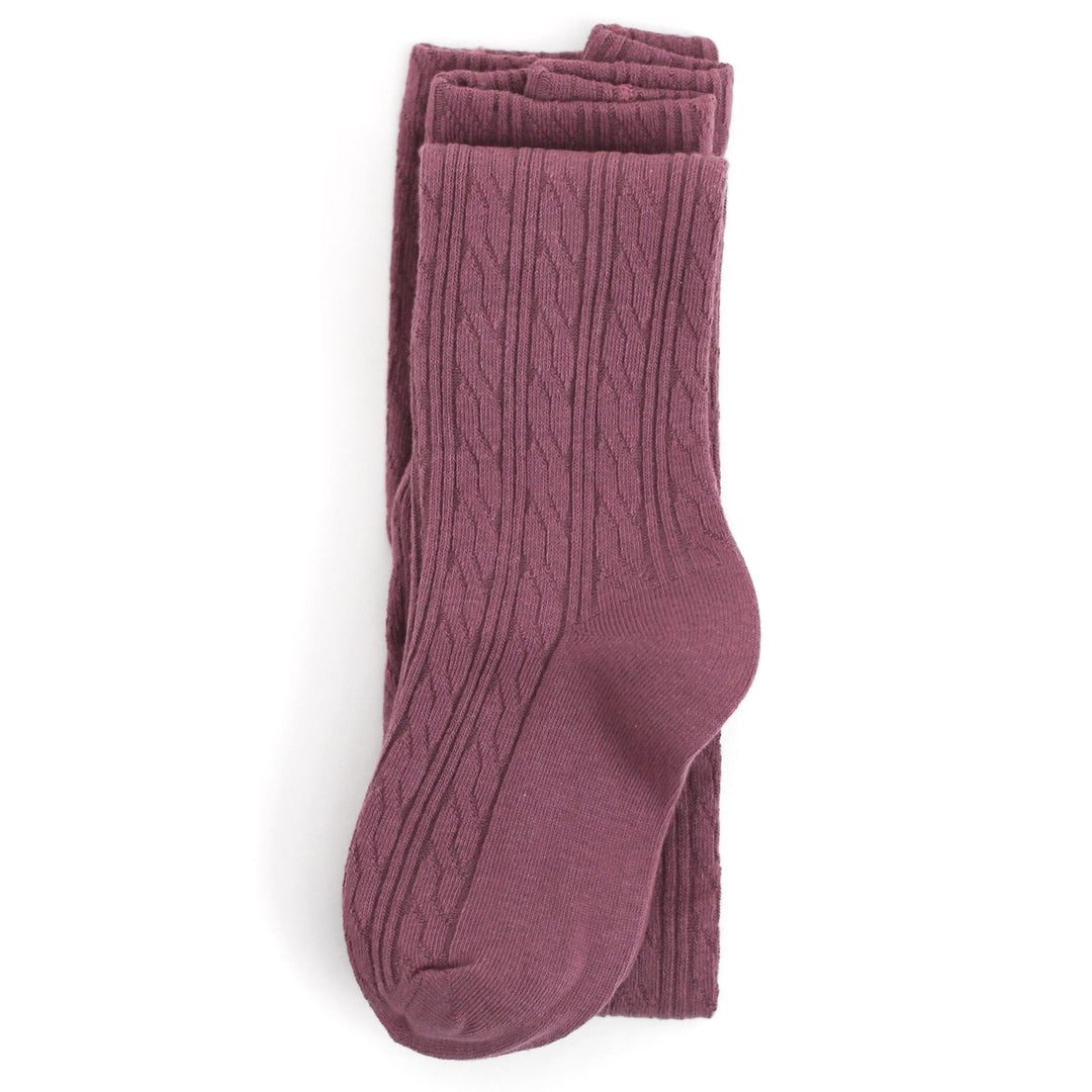 mauve cable knit tights for babies, toddlers and girls