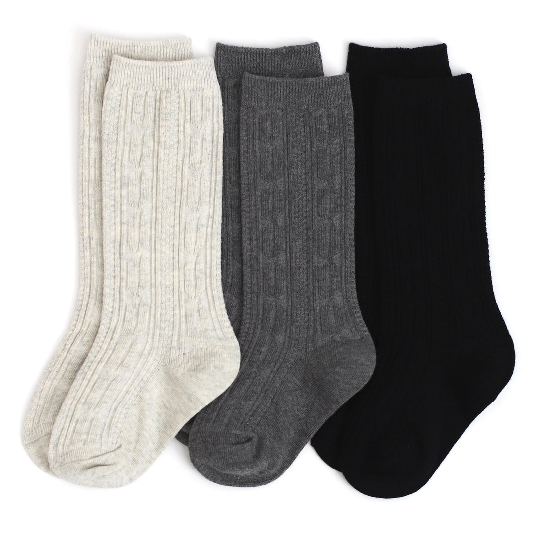 Midnight Cable Knit Knee High Sock 3-Pack