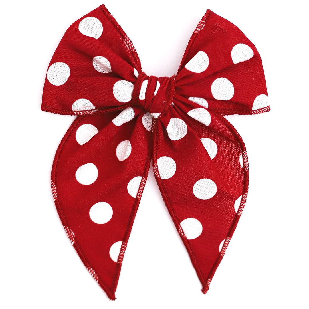 red and white polka dot hair bow 
