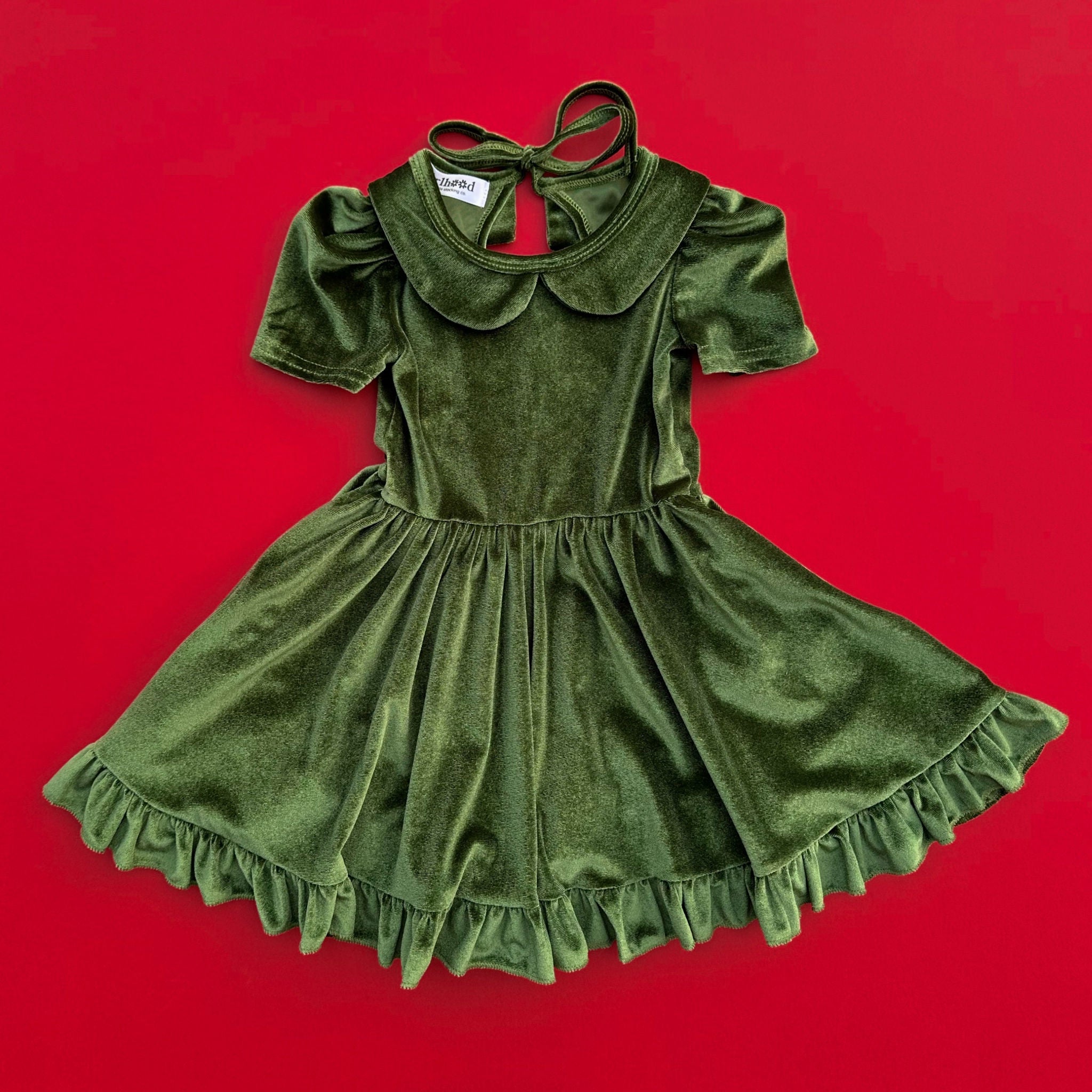 girls green velvet christmas dress