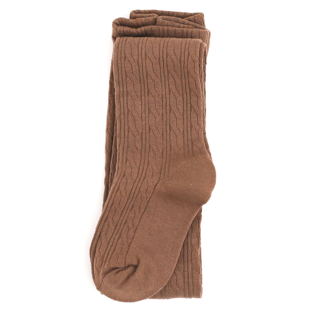 neutral brown mocha cable knit tights for girls