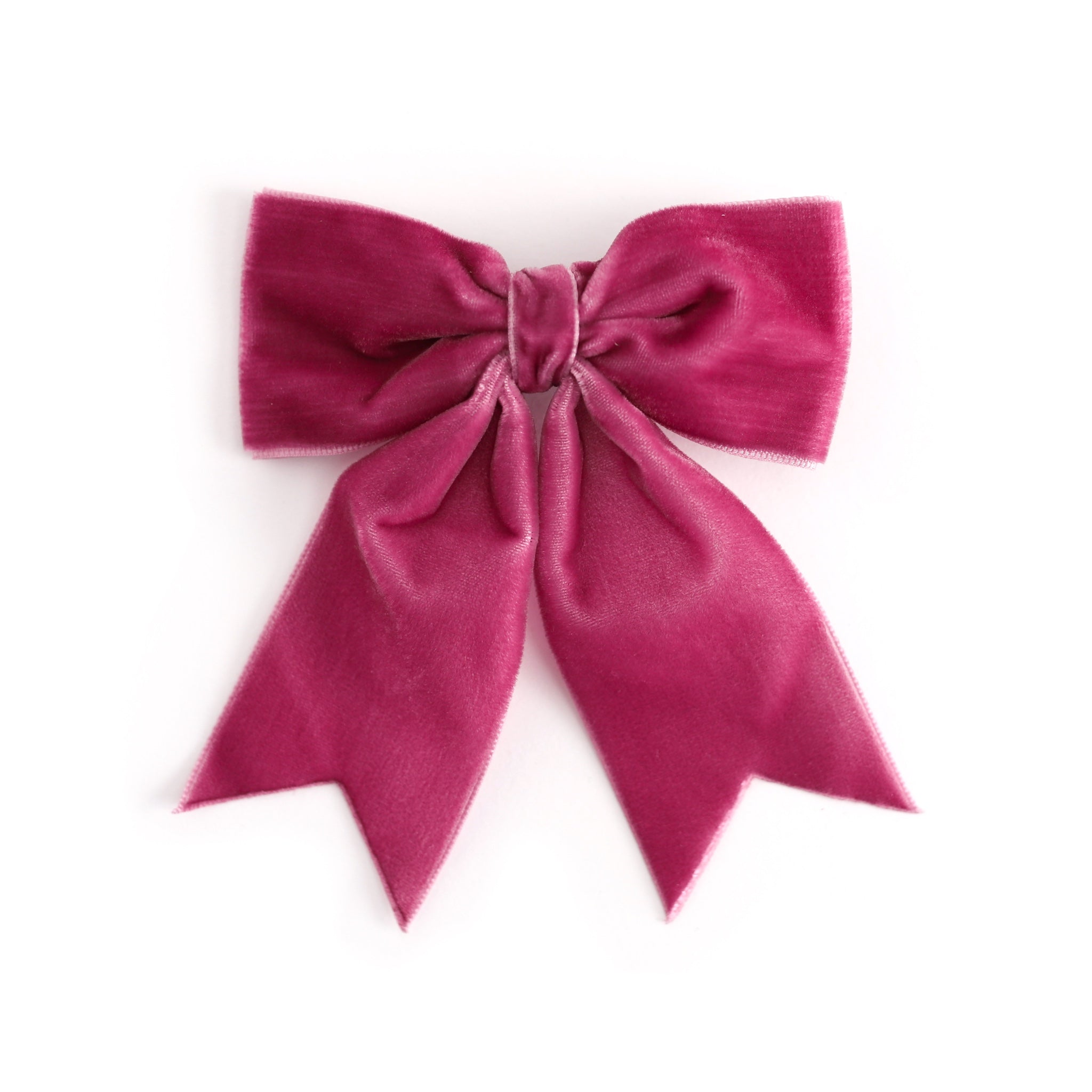 girls' fall pink velvet ribbon hair bow with dovetail on clip