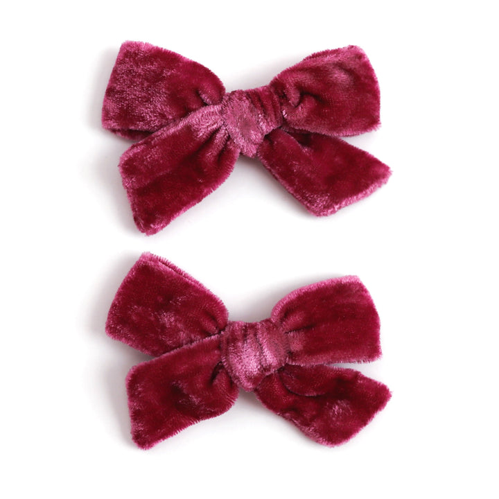 mulberry pink girls velvet pigtail bows