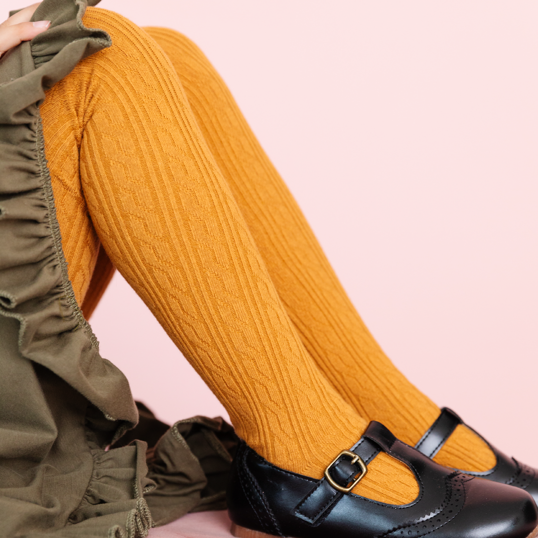 Mustard Cable Knit Tights for Babies, Toddlers & Girls. 7-8 YEARS Mustard Cable Knit Tights for Babies, Toddlers & Girls. 7-8 YEARS