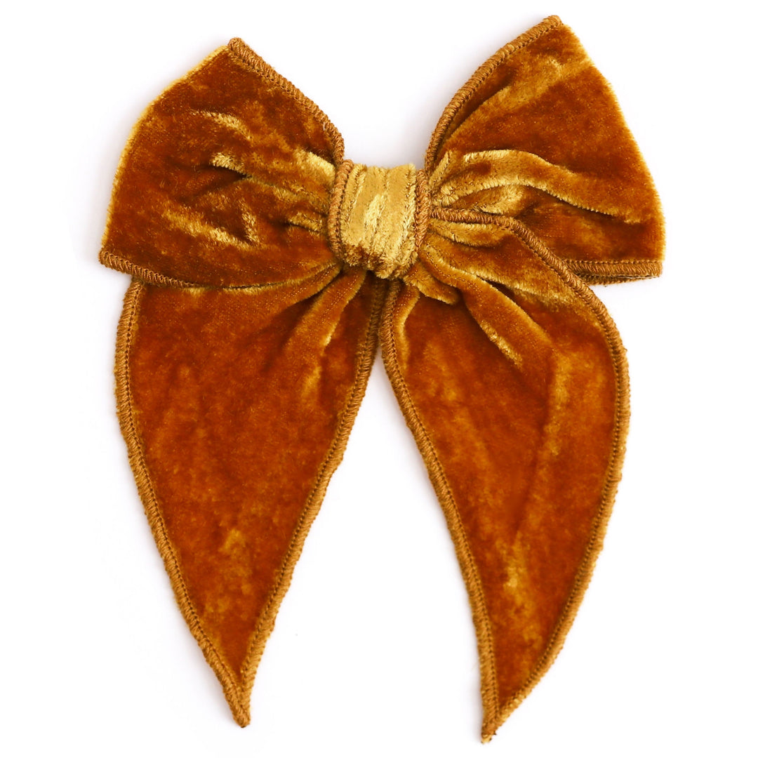 girls' fall mustard yellow velvet hair bow