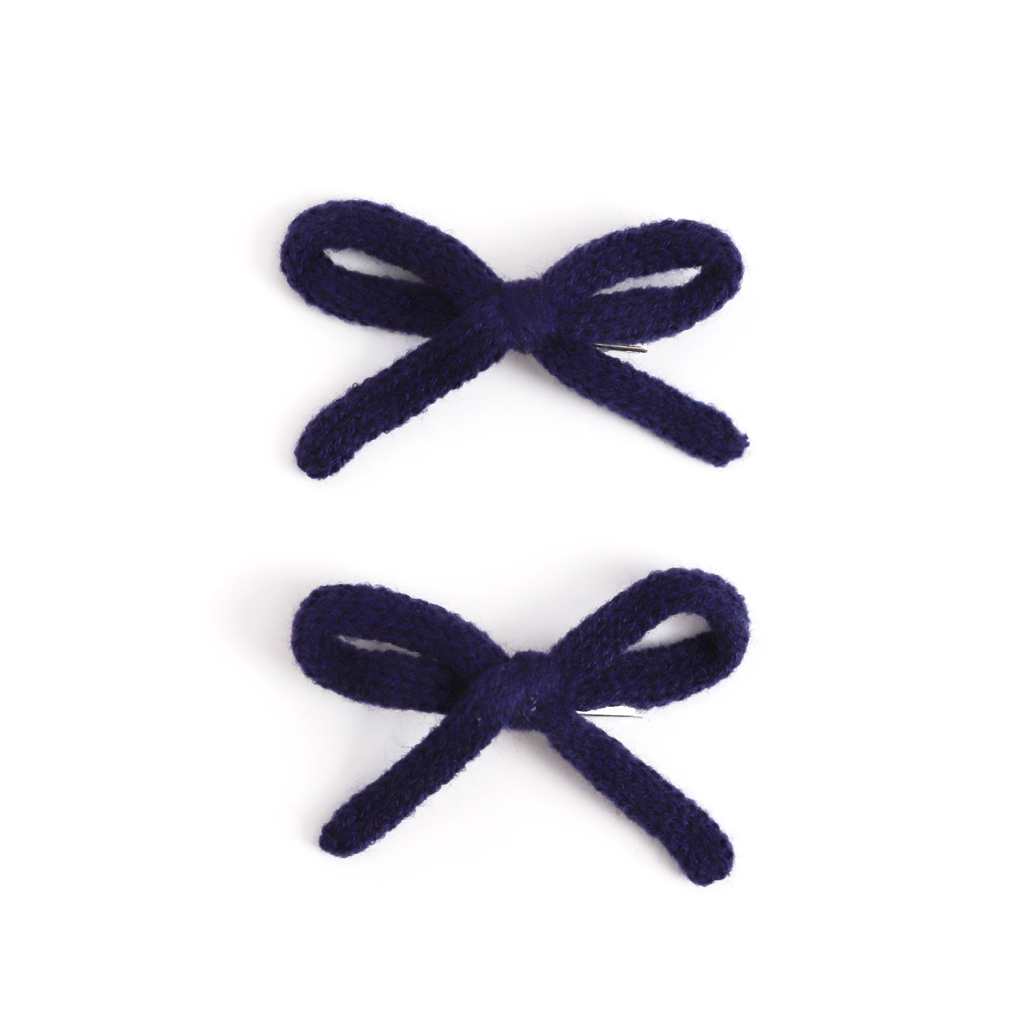 girls' back to school yarn pigtail bow clips in navy blue