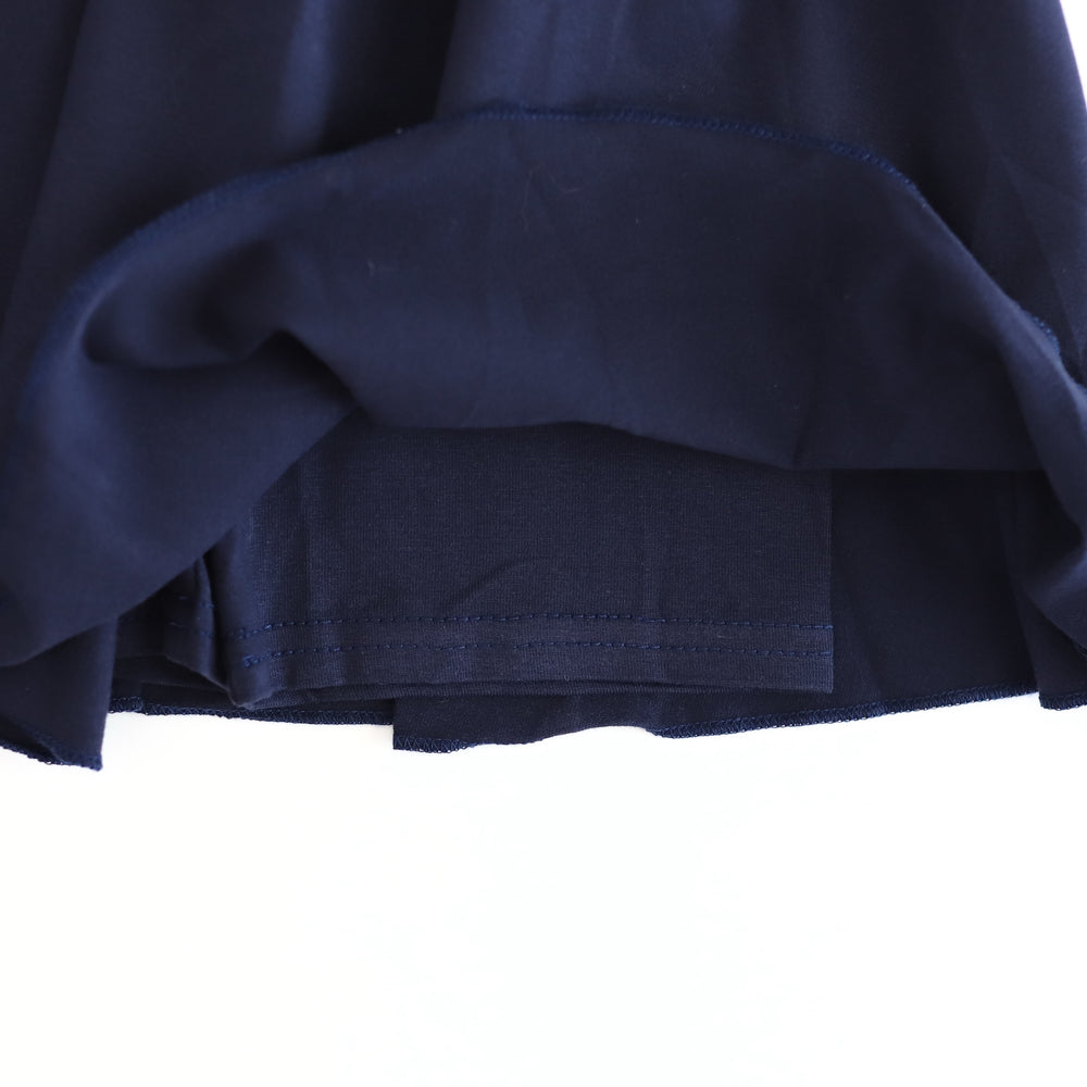 closeup of attached shorts for girls' navy uniform skort