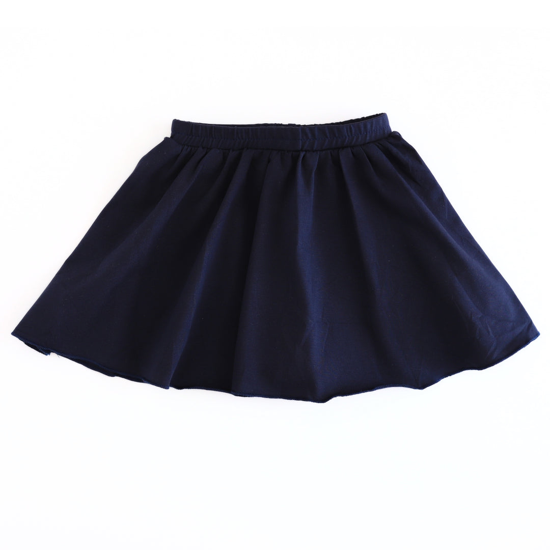 girls' cotton blend navy blue skort with elastic waistband for school uniform