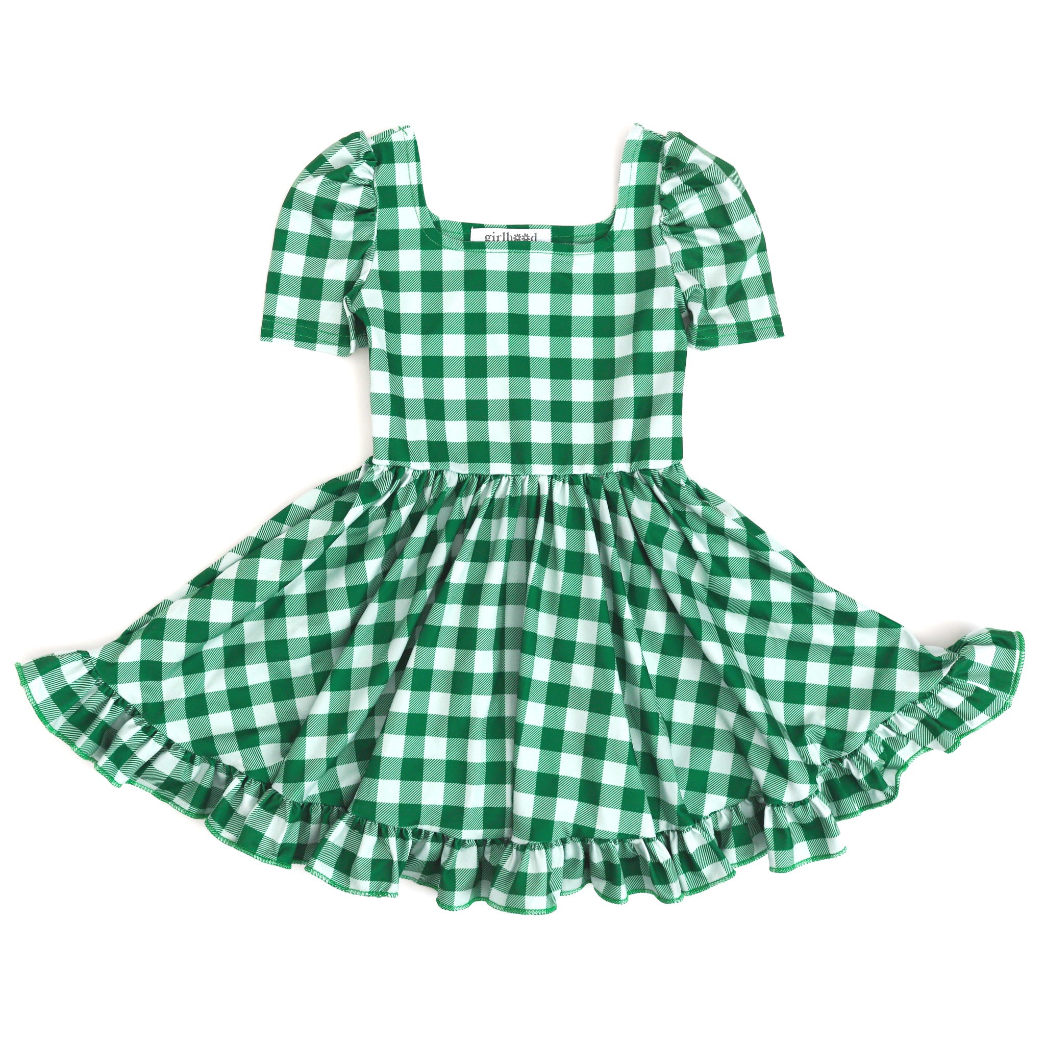 mint and noble green gingham twirl dress