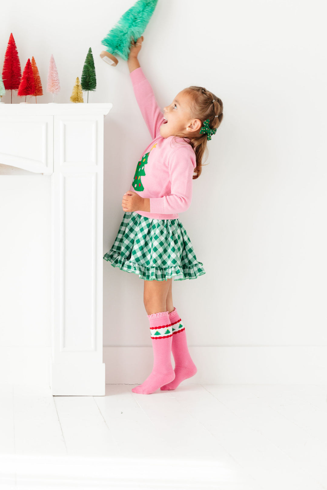 girls pink and green christmas outfit