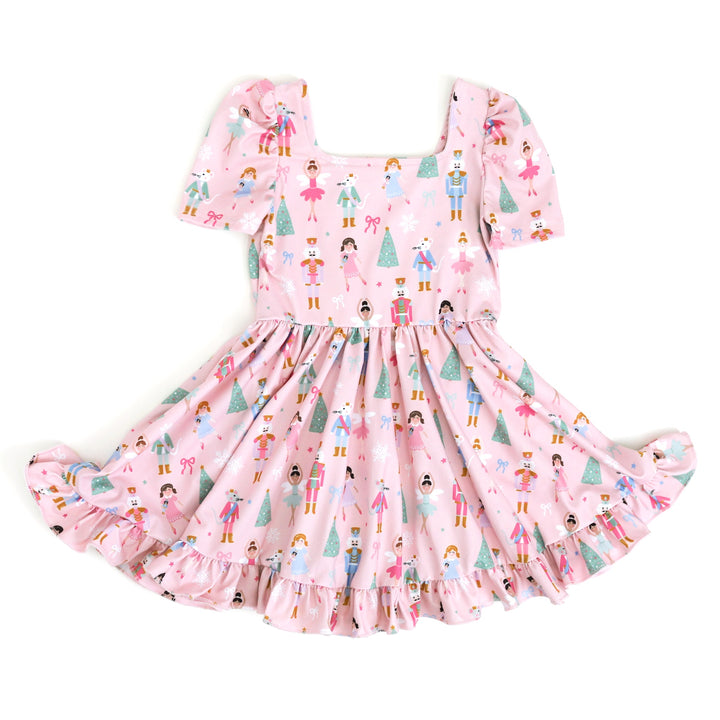 girls pink nutcracker print dress