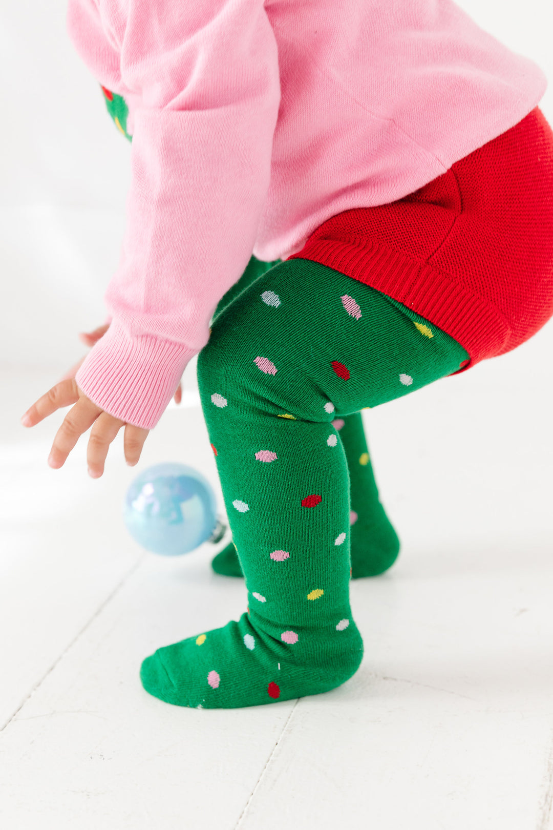 baby girl christmas tights with matching knit bloomers and sweater