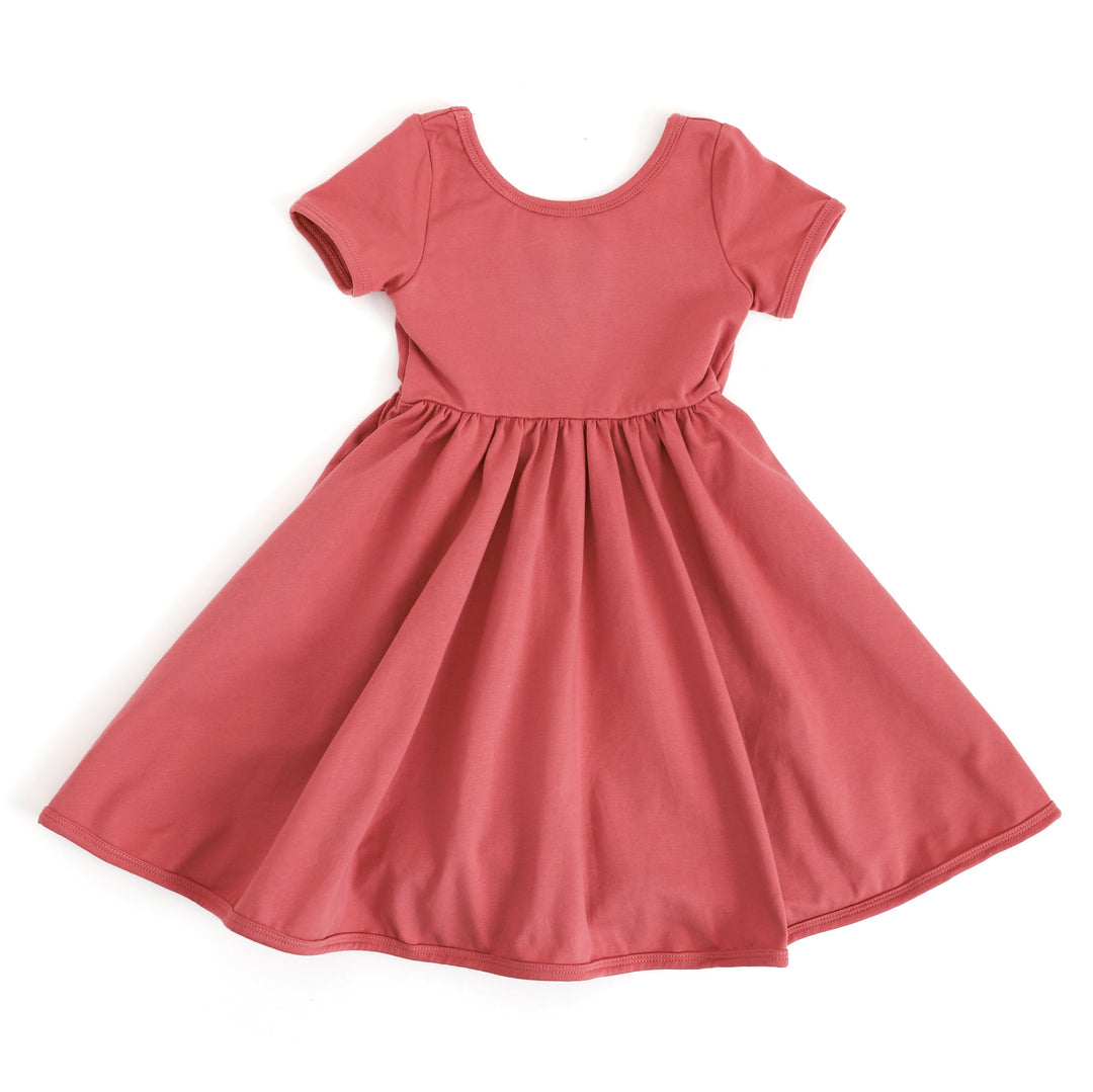 girls' rose pink cotton everyday dress with pockets