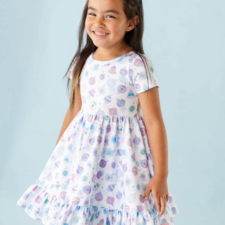 girls blue and pastel ornament dress