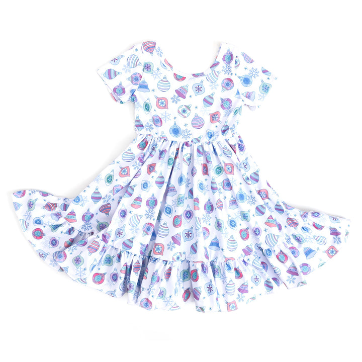 girls christmas ornament print dress