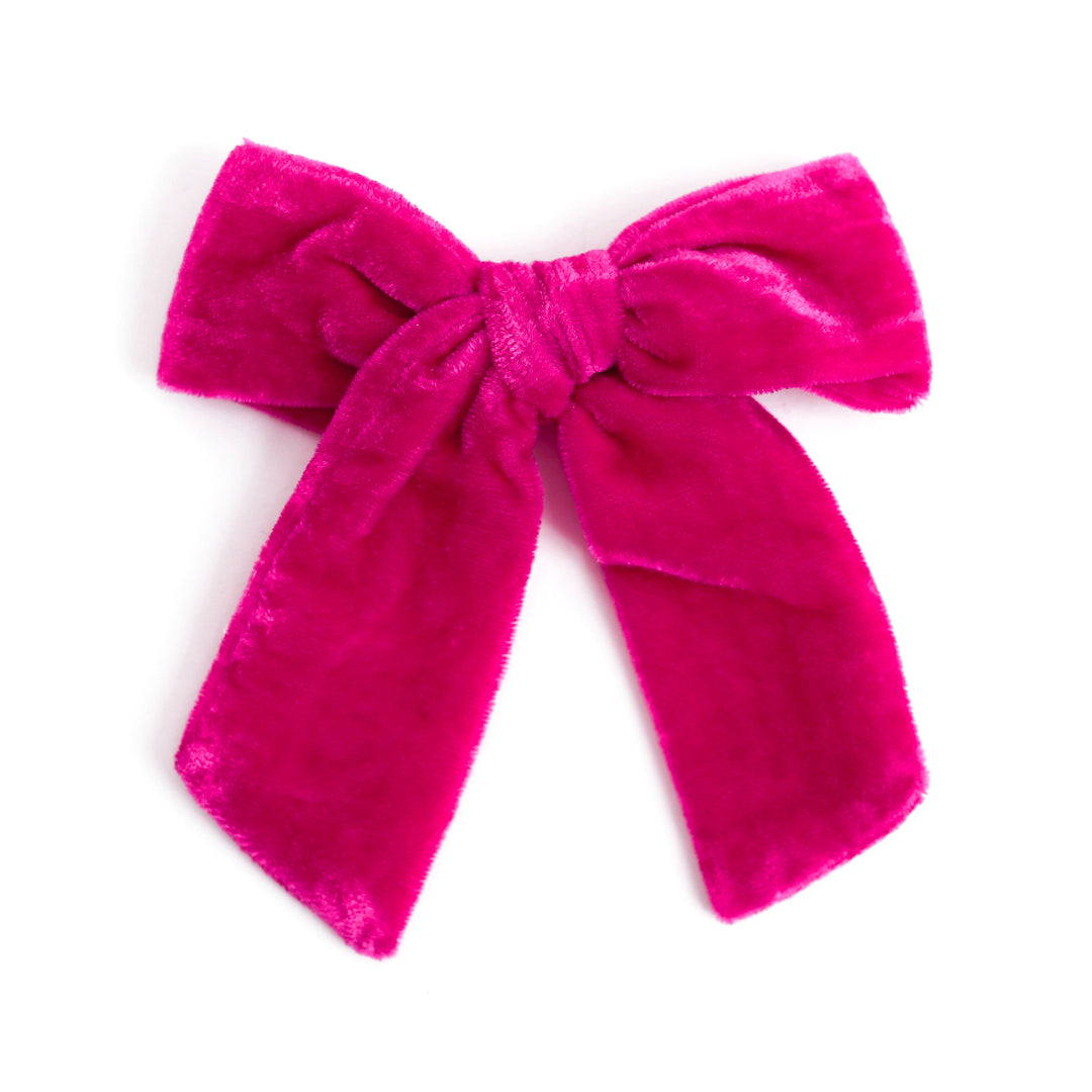 girls everyday hair bow in bright pink velet