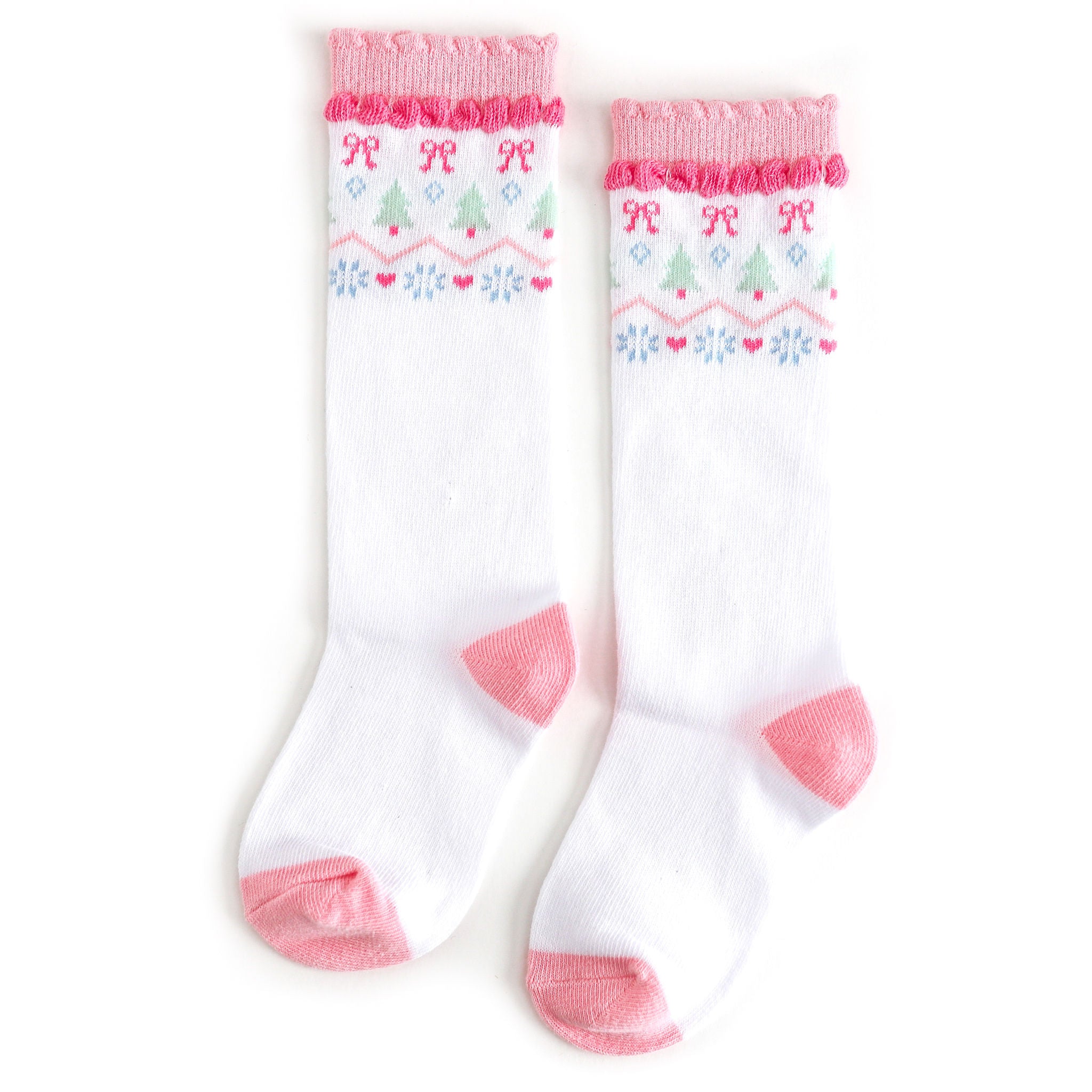 Christmas fair isle socks in pastel colors for girls
