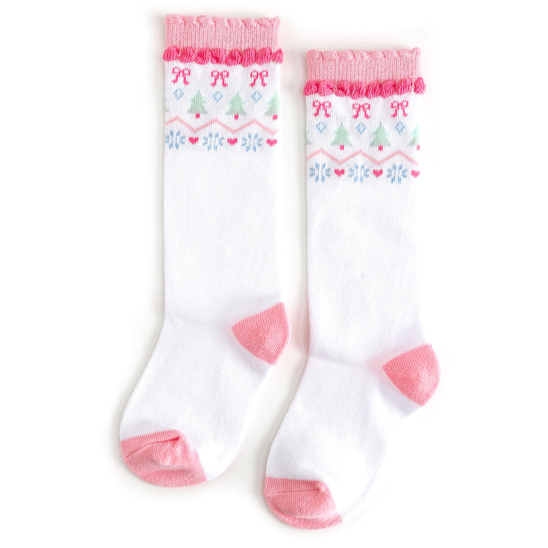 Christmas fair isle socks in pastel colors for girls