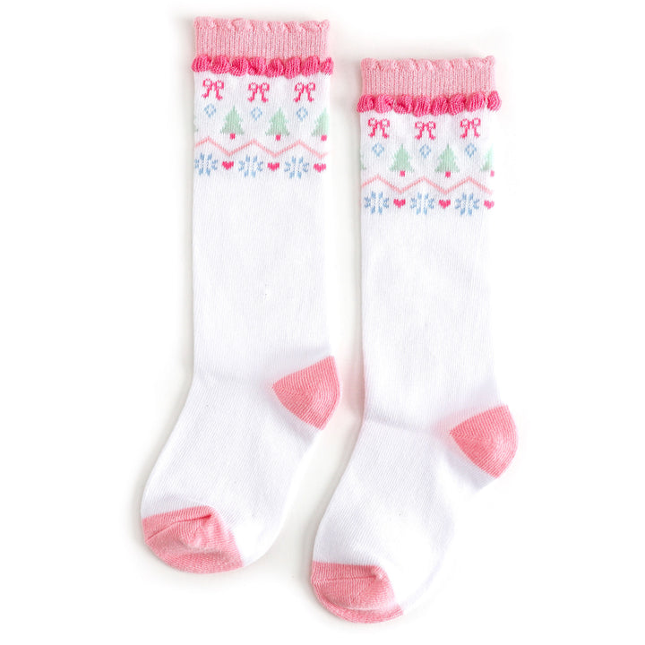 Christmas fair isle socks in pastel colors for girls