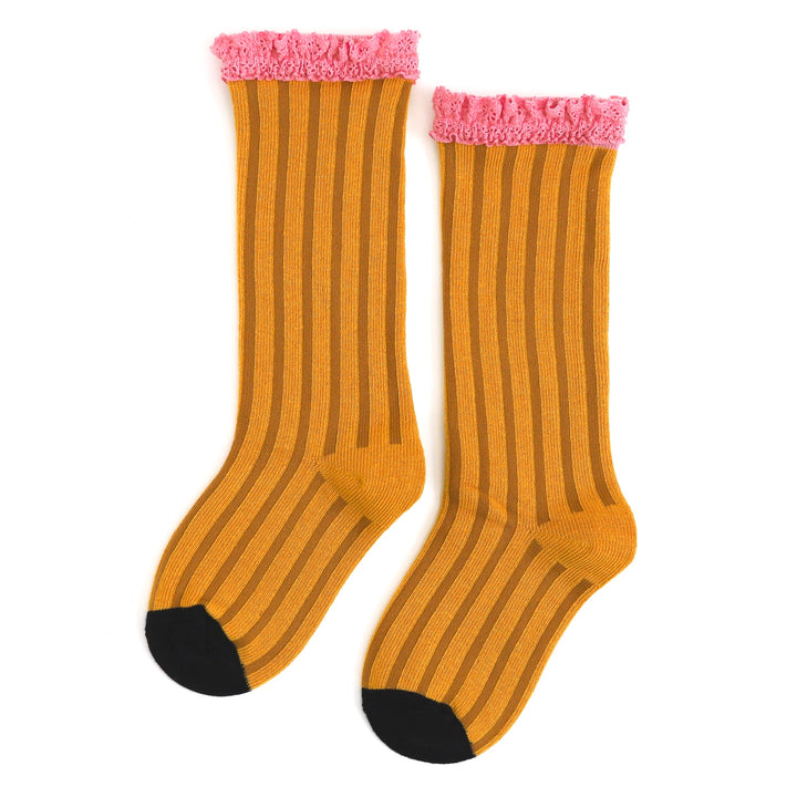 girls' back to school pencil inspired knee high socks