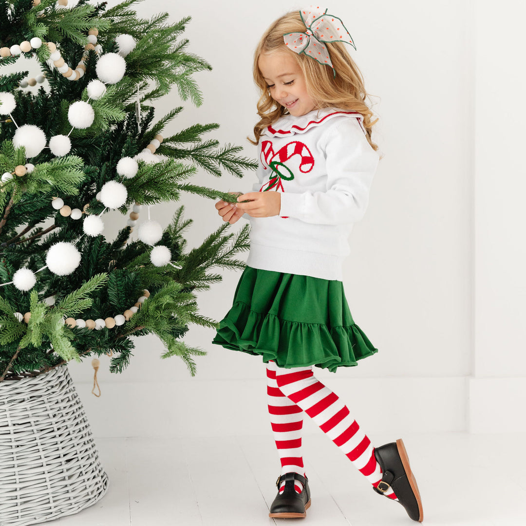 Red & White Christmas Stripe Knit Tights for Baby, Toddler and Girls –  Little Stocking Company