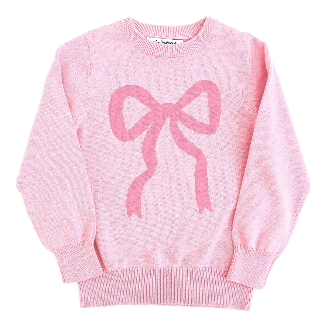 girls pink christmas sweater with pink bow