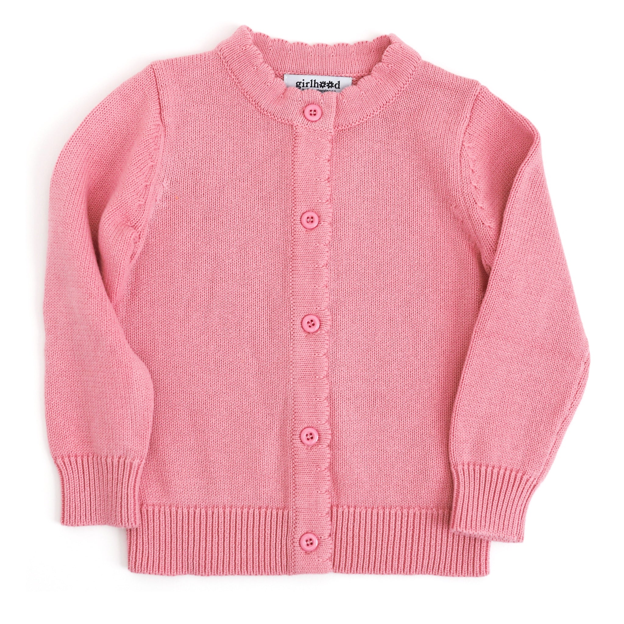 girls' pink cotton cardigan sweater