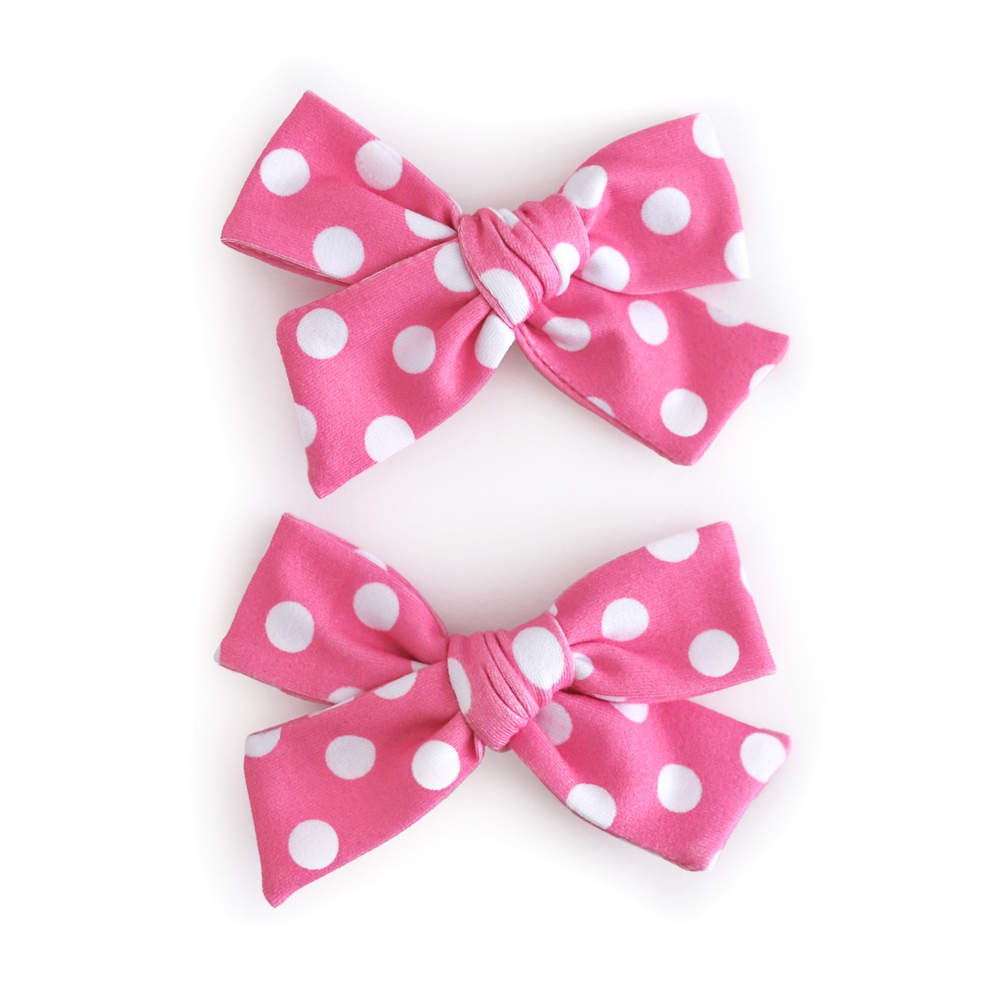 Pigtail Bows - Pink Minnie Dot