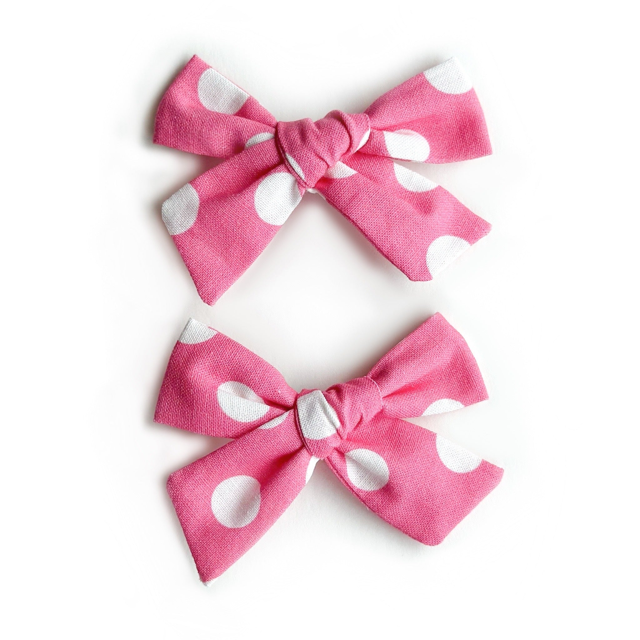 Pigtail Bows - Pink Minnie Dot