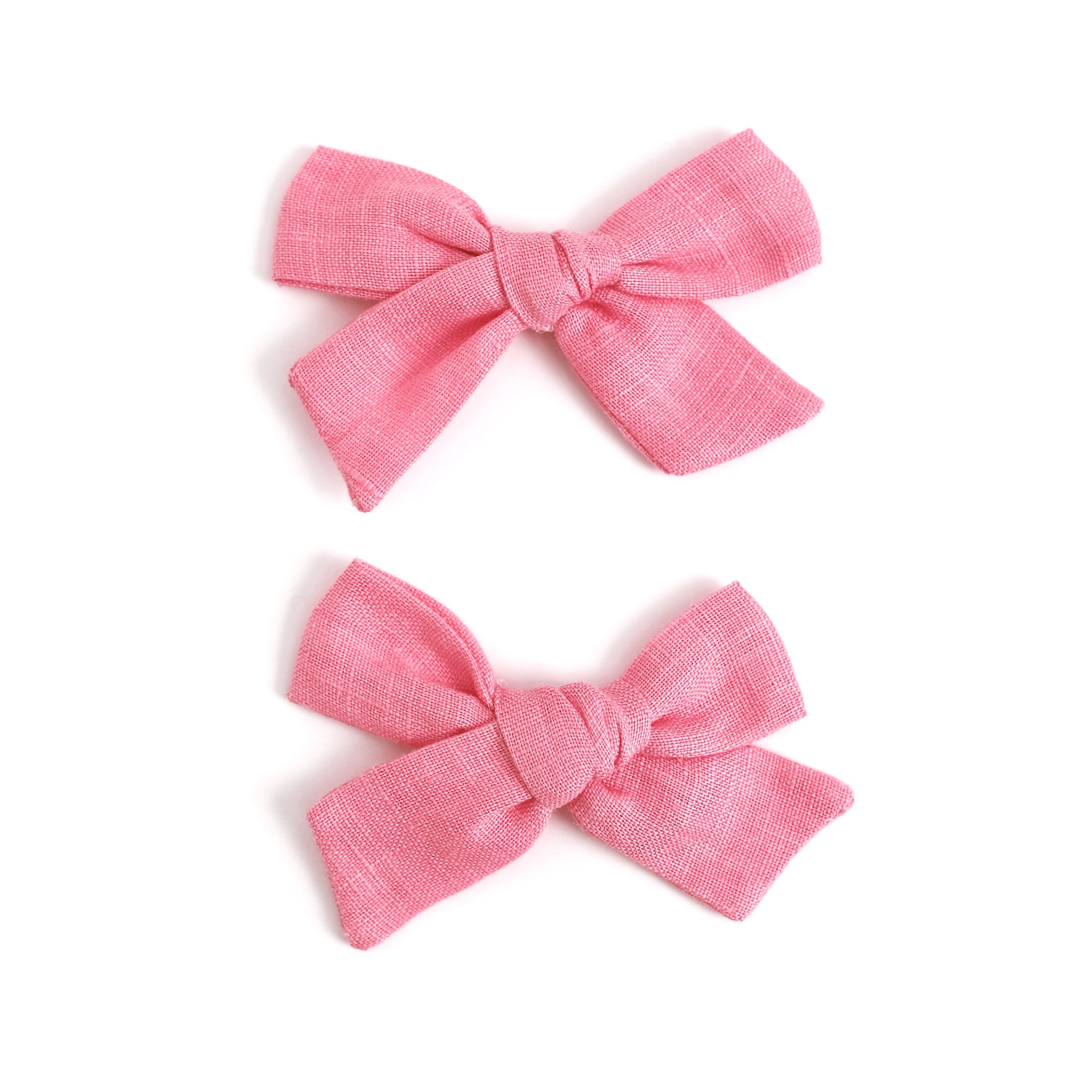 girls' back to school linen pigtail bows in pink